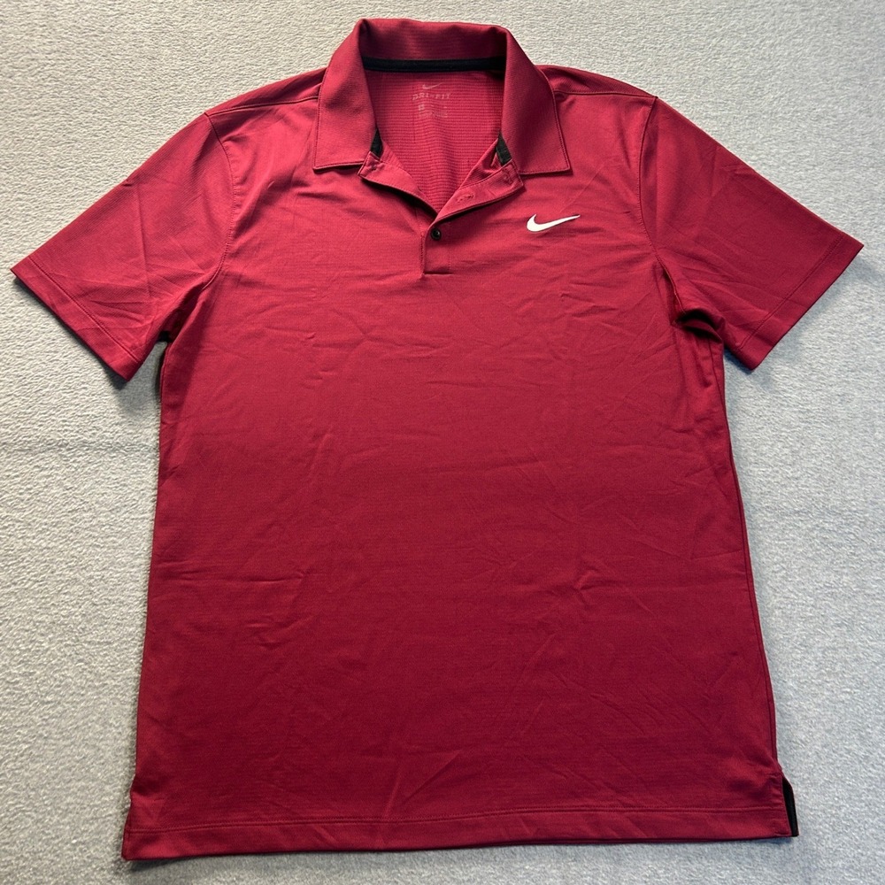 Nike Golf Polo Shirt Mens Medium Red Dri-FIT Performance Short Sleeve Athletic